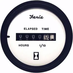Faria Euro White 2" Hourmeter (10000 Hrs) (12-32 VDC) Faria Euro White 2" Hourmeter (10000 Hrs) (12-32 VDC)