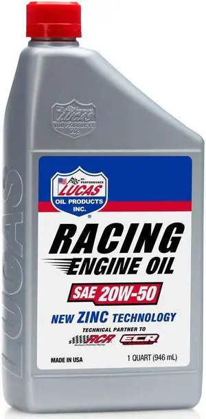 LUCAS OIL 10620#2 SAE 20W-50 RACING MOTOR OIL/6X1/QUART 10620#2