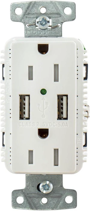 HUBBELL WIRING DEVICE-KELLEMS USB15A5W USB Charger Duplex Receptacle, 15A HUBBELL WIRING DEVICE-KELLEMS USB15A5W USB Charger Duplex Receptacle, 15A