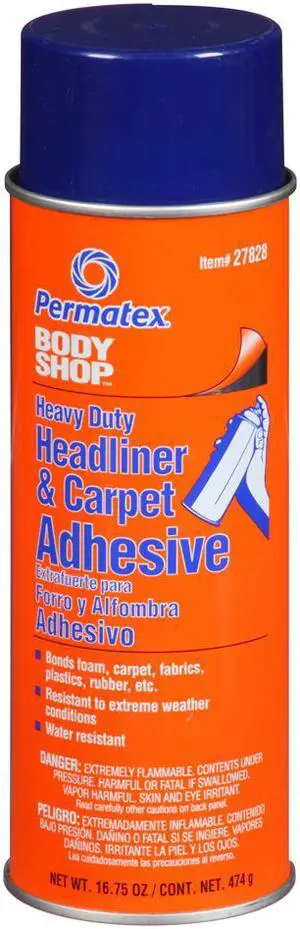 Permatex 27828 Body Shop Carpet & Headliner Spray Adhesive, 16.75 oz Permatex 27828 Body Shop Carpet & Headliner Spray Adhesive, 16.75 oz