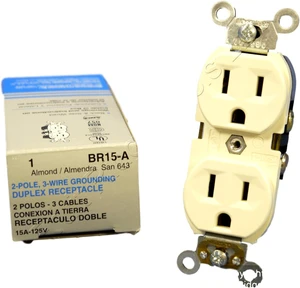 Leviton Almond COMMERCIAL Duplex Receptacle Outlet 15A 125V BR15-A Boxed Leviton Almond COMMERCIAL Duplex Receptacle Outlet 15A 125V BR15-A Boxed