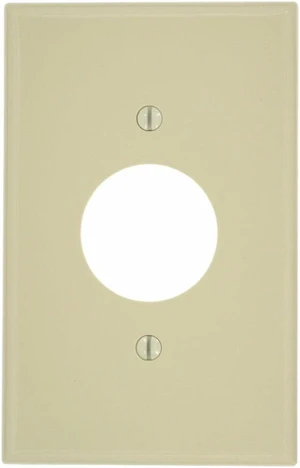 Leviton 1-Gang Single Outlet Receptacle Wall Plate, 1.406-Inch Diameter Opening, Midway Size, Unbreakable Thermoplastic, PJ7-I, Ivory Leviton 1-Gang Single Outlet Receptacle Wall Plate, 1.406-Inch Diameter Opening, Midway Size, Unbreakable Thermoplastic, PJ7-I, Ivory
