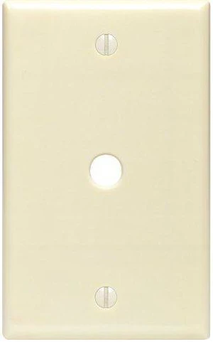 Leviton 1-Gang Telephone/Cable Wall Plate, .312-Inch Diameter Opening, Midway Size Cover, Thermoset Plastic, 80513-I, Ivory Leviton 1-Gang Telephone/Cable Wall Plate, .312-Inch Diameter Opening, Midway Size Cover, Thermoset Plastic, 80513-I, Ivory