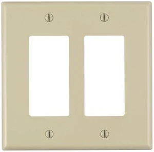 Leviton 2-Gang Decora GFCI Rocker Switch Wall Plate, Unbreakable Thermoplastic, Midway Size Cover, PJ262-I, Ivory Leviton 2-Gang Decora GFCI Rocker Switch Wall Plate, Unbreakable Thermoplastic, Midway Size Cover, PJ262-I, Ivory