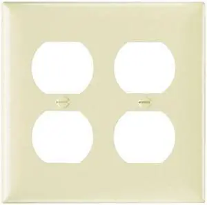 Pass & Seymour SP82-I 2-Gang Duplex Receptacle Wallplate, Standard Size, Ivory