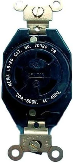 Leviton L9-20 Turn Locking Receptacle Outlet Twist Lock NEMA L9-20R 20A 600V 70920-FR Leviton L9-20 Turn Locking Receptacle Outlet Twist Lock NEMA L9-20R 20A 600V 70920-FR