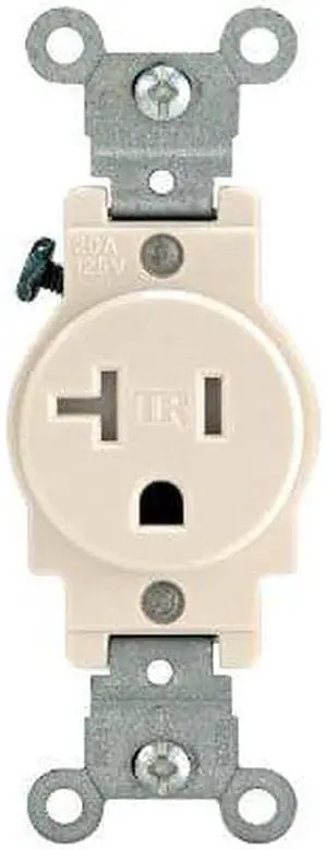 Leviton Light Almond TAMPER RESISTANT COMMERCIAL Single Outlet Receptacle 20A T5020-T