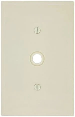 Leviton PJ11-A 1-Gang Telephone/Cable Wall Plate, .406-Inch Diameter Opening, Strap Mount Cover, Unbreakable Thermoplastic, Midway Size, Almond Leviton PJ11-A 1-Gang Telephone/Cable Wall Plate, .406-Inch Diameter Opening, Strap Mount Cover, Unbreakable Thermoplastic, Midway Size, Almond
