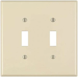 Leviton PJ2-A 2-Gang Toggle Switch Wall Plate, Midway Size Cover, Unbreakable Thermoplastic, Almond Leviton PJ2-A 2-Gang Toggle Switch Wall Plate, Midway Size Cover, Unbreakable Thermoplastic, Almond