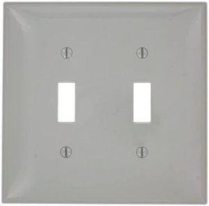 Leviton PJ2-GY 2-Gang Toggle Switch Wall Plate, Midway Size Cover, Unbreakable Thermoplastic, Gray Leviton PJ2-GY 2-Gang Toggle Switch Wall Plate, Midway Size Cover, Unbreakable Thermoplastic, Gray