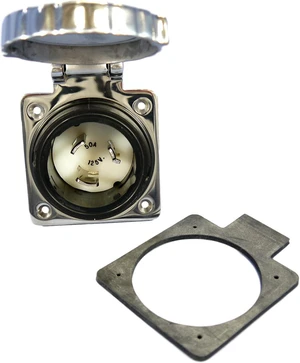 Turn Twist Locking Flanged Inlet Receptacle NON-NEMA 50A 125V 6372-CR Turn Twist Locking Flanged Inlet Receptacle NON-NEMA 50A 125V 6372-CR