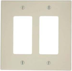 Leviton 2-Gang Decora GFCI Rocker Switch Wall Plate, Unbreakable Thermoplastic, Midway Size Cover, PJ262-A, Almond Leviton 2-Gang Decora GFCI Rocker Switch Wall Plate, Unbreakable Thermoplastic, Midway Size Cover, PJ262-A, Almond
