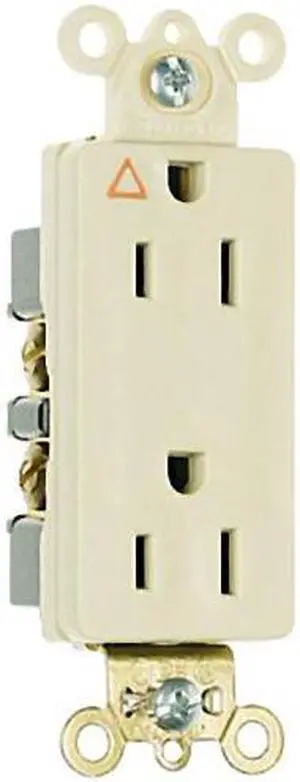 Pass & Seymour Legrand IG26362-I Decorator Isolated Ground Duplex Receptacle, Specification Grade Outlet, Grounding, Back & Side Wired, 20A 125V, Ivory
