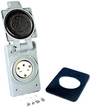 Leviton 15679-CWP Gray NEMA 6-15P 15A 250V Flanged Outlet Receptacle With Weather Resistant Cover Leviton 15679-CWP Gray NEMA 6-15P 15A 250V Flanged Outlet Receptacle With Weather Resistant Cover