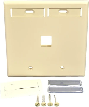 Leviton 2-Gang 1-Port QuickPort Wallplate with ID Windows, 42080-1TP, Light Almond Leviton 2-Gang 1-Port QuickPort Wallplate with ID Windows, 42080-1TP, Light Almond