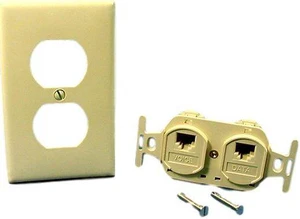 Leviton 41361-IDI Telephone Type 106 Duplex Insert Flush Wall Jack Ivory Leviton 41361-IDI Telephone Type 106 Duplex Insert Flush Wall Jack Ivory