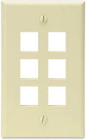 Leviton Almond Quickport 6-Port Wallplate 41080-6AP Leviton Almond Quickport 6-Port Wallplate 41080-6AP