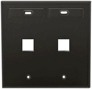 Leviton 2-Port 2-Gang QuickPort Wallplate with ID Windows, 42080-2EP, Black Leviton 2-Port 2-Gang QuickPort Wallplate with ID Windows, 42080-2EP, Black