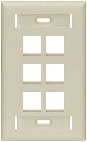 Leviton 1-Gang 6-Port QuickPort Wallplate with ID Windows, 42080-6IS, Ivory Leviton 1-Gang 6-Port QuickPort Wallplate with ID Windows, 42080-6IS, Ivory