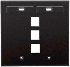Leviton 2-Gang 3-Port QuickPort Wallplate with ID Windows, 42080-3EP, Black Leviton 2-Gang 3-Port QuickPort Wallplate with ID Windows, 42080-3EP, Black