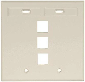 Leviton 2-Gang 3-Port QuickPort Wallplate with ID Windows, 42080-3IP, Ivory Leviton 2-Gang 3-Port QuickPort Wallplate with ID Windows, 42080-3IP, Ivory