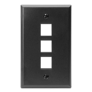 Leviton 1-Gang 3-Port QuickPort Wallplate, 41080-3EP, Black Leviton 1-Gang 3-Port QuickPort Wallplate, 41080-3EP, Black