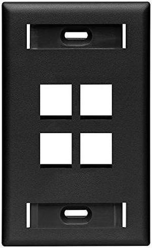 Leviton Black Quickport 4-Port ID WIndow Wallplate 42080-4ES