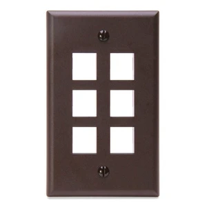 Leviton 1-Gang 6-Port QuickPort Wallplate, 41080-6BP, Brown Leviton 1-Gang 6-Port QuickPort Wallplate, 41080-6BP, Brown