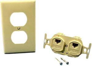 Leviton 41367-IDI Duplex Telephone Jack Wall Plate Insert, T568B Category 3 RJ45, Marked "Line1" & "Line2", 8-Wire Type 106, 110-Type Termination, Ivory Leviton 41367-IDI Duplex Telephone Jack Wall Plate Insert, T568B Category 3 RJ45, Marked "Line1" & "Line2", 8-Wire Type 106, 110-Type Termination, Ivory