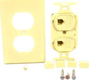 Leviton Duplex Ivory Flush Phone Jack 110-type Voice 4-wire Type 106 41364-IDI Leviton Duplex Ivory Flush Phone Jack 110-type Voice 4-wire Type 106 41364-IDI