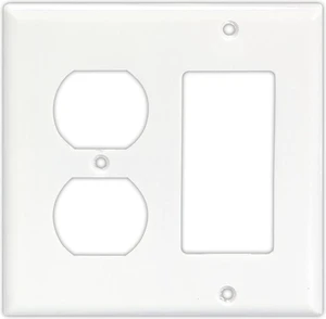 Cooper 2157W White Two Gang Combination Wall Plate, 1-Decorator and 1-Duplex Outlet Opening (Pack of 10) Cooper 2157W White Two Gang Combination Wall Plate, 1-Decorator and 1-Duplex Outlet Opening (Pack of 10)