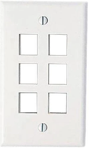 Leviton White 1-Gang 6-Port QuickPort Wallplate Cover 40806-BW Leviton White 1-Gang 6-Port QuickPort Wallplate Cover 40806-BW