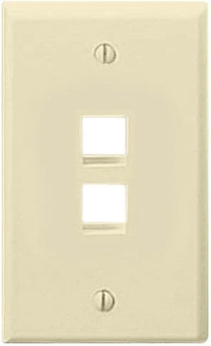 Leviton 1-Gang 2-Port QuickPort Wallplate, 41080-2AP, Almond Leviton 1-Gang 2-Port QuickPort Wallplate, 41080-2AP, Almond