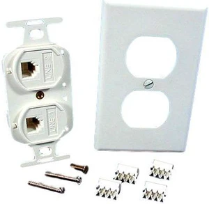 Leviton Duplex White Phone Jack 110-type Voice 4-wire Type 106 41364-IDW Leviton Duplex White Phone Jack 110-type Voice 4-wire Type 106 41364-IDW
