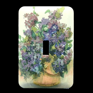 Leviton Lilac Flower Wallplate Toggle Switch Metal Cover Switchplate 89001-LIL Leviton Lilac Flower Wallplate Toggle Switch Metal Cover Switchplate 89001-LIL