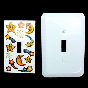 Leviton Star & Moon Stickers White Wall Plate Switch Cover 89001-STK Leviton Star & Moon Stickers White Wall Plate Switch Cover 89001-STK