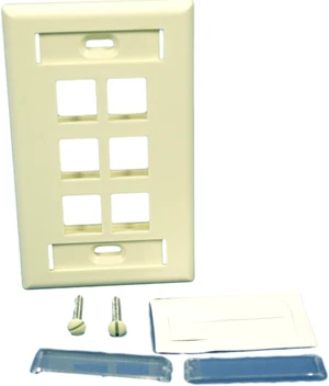 Leviton 1-Gang 6-Port QuickPort Wallplate with ID Windows, 42080-6AS, Almond Leviton 1-Gang 6-Port QuickPort Wallplate with ID Windows, 42080-6AS, Almond