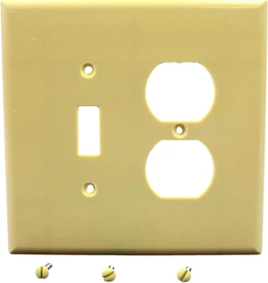 Cooper Wiring Devices 2148V 2-Gang Combination Toggle Switch Duplex Outlet Wall Plate, Oversize, Thermoset Plastic, Ivory Cooper Wiring Devices 2148V 2-Gang Combination Toggle Switch Duplex Outlet Wall Plate, Oversize, Thermoset Plastic, Ivory