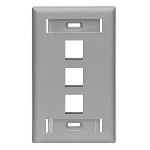 Leviton 1-Gang 3-Port QuickPort Wallplate with ID Windows, 42080-3GS, Gray Leviton 1-Gang 3-Port QuickPort Wallplate with ID Windows, 42080-3GS, Gray