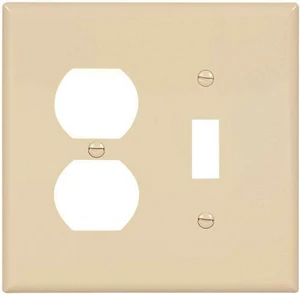 Cooper 2038V Ivory Mid-Size Two Gang One Toggle Switch One Duplex Outlet Wall Plate Cooper 2038V Ivory Mid-Size Two Gang One Toggle Switch One Duplex Outlet Wall Plate