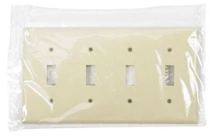 Cooper Wiring Devices 2154V 4-Gang Toggle Switch Wall Plate, Standard Size, Thermoset Plastic, Ivory Cooper Wiring Devices 2154V 4-Gang Toggle Switch Wall Plate, Standard Size, Thermoset Plastic, Ivory
