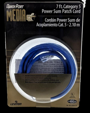 Leviton 52454-7R Category 5 Ethernet Network Cable, 7-Foot LAN Patch Cord, Blue Leviton 52454-7R Category 5 Ethernet Network Cable, 7-Foot LAN Patch Cord, Blue