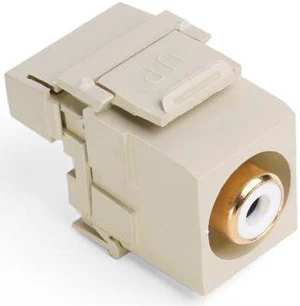 Leviton Quickport Ivory Stereo Audio Jack White Stripe 40735-RWI Leviton Quickport Ivory Stereo Audio Jack White Stripe 40735-RWI