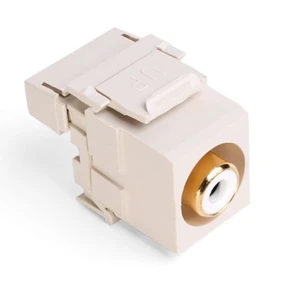 Leviton Quickport Light Almond Stereo Audio Jack White Stripe 40735-RWT Leviton Quickport Light Almond Stereo Audio Jack White Stripe 40735-RWT