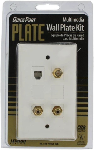 Leviton White Quickport Wallplate Phone Jack Cable RCA 40806-WK Leviton White Quickport Wallplate Phone Jack Cable RCA 40806-WK