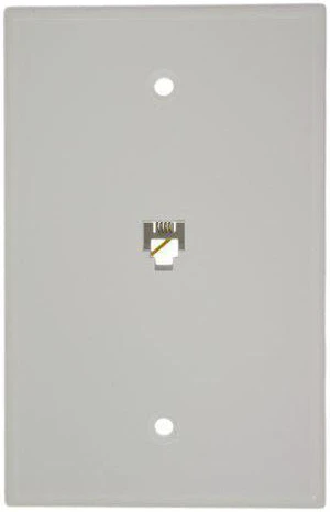 White LARGE Phone Jack Telephone Wall Plate 6-Position 4-Wire 40549-W White LARGE Phone Jack Telephone Wall Plate 6-Position 4-Wire 40549-W