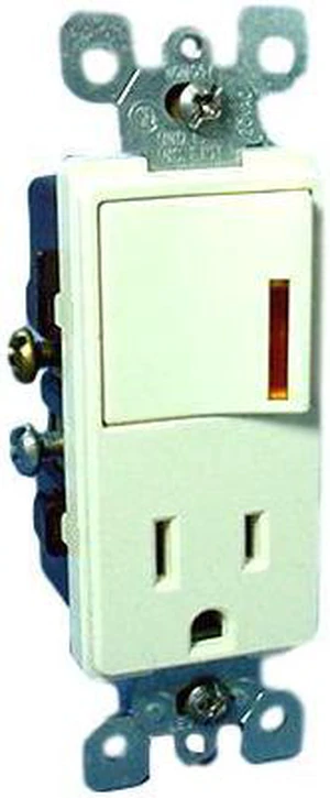 Leviton Almond Decora Lighted Rocker Wall Switch & Receptacle Outlet 15A 5647-A Leviton Almond Decora Lighted Rocker Wall Switch & Receptacle Outlet 15A 5647-A