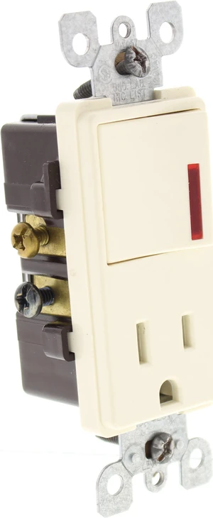 Leviton Almond Decora Pilot Light Switch 15A Receptacle Outlet 5648-A Leviton Almond Decora Pilot Light Switch 15A Receptacle Outlet 5648-A