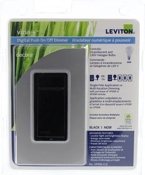 Leviton Vizia+ Incandescent Dimmer Multi-location Switch 600W Black VPI06-CLE Leviton Vizia+ Incandescent Dimmer Multi-location Switch 600W Black VPI06-CLE