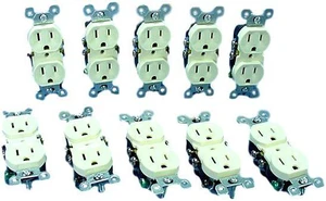 Leviton 5320-ACP Duplex Receptacle, Residential Grade, NEMA 5-15R, 15A 125V, Grounding, Push-in & Side Wired, Almond (Pack of 10) Leviton 5320-ACP Duplex Receptacle, Residential Grade, NEMA 5-15R, 15A 125V, Grounding, Push-in & Side Wired, Almond (Pack of 10)